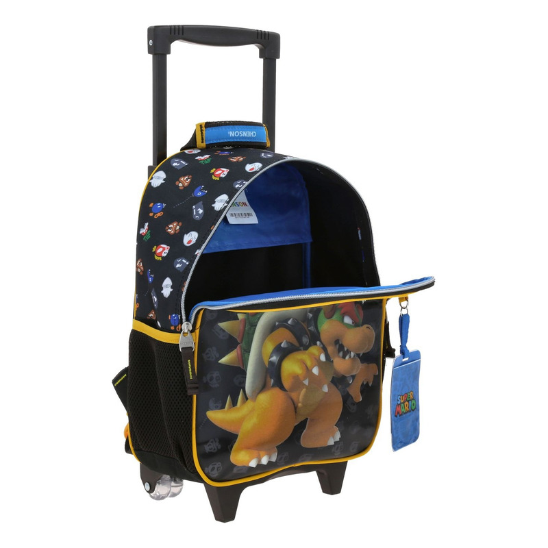 Mochila Escolar A Ruedas Chenson Super Mario Mb70714-3 Woat Bowser Color Negro 5