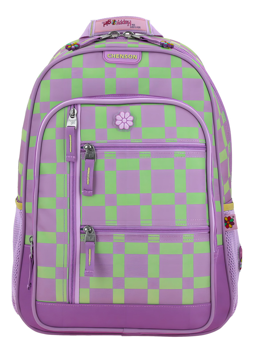 Mochila Escolar Grande Chenson Happy Girl Tare Para Niña Primaria Color Violeta Diseño De La Tela Lisa
