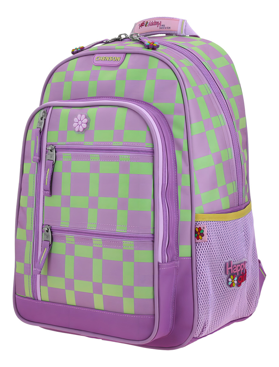 Mochila Escolar Grande Chenson Happy Girl Tare Para Niña Primaria Color Violeta Diseño De La Tela Lisa 2
