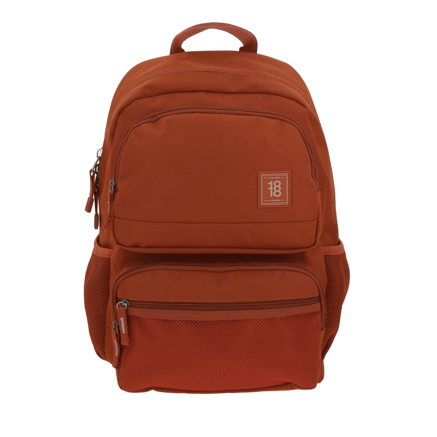 Mochila escolar juvenil 1818 by Chenson color naranja con amplios compartimentos