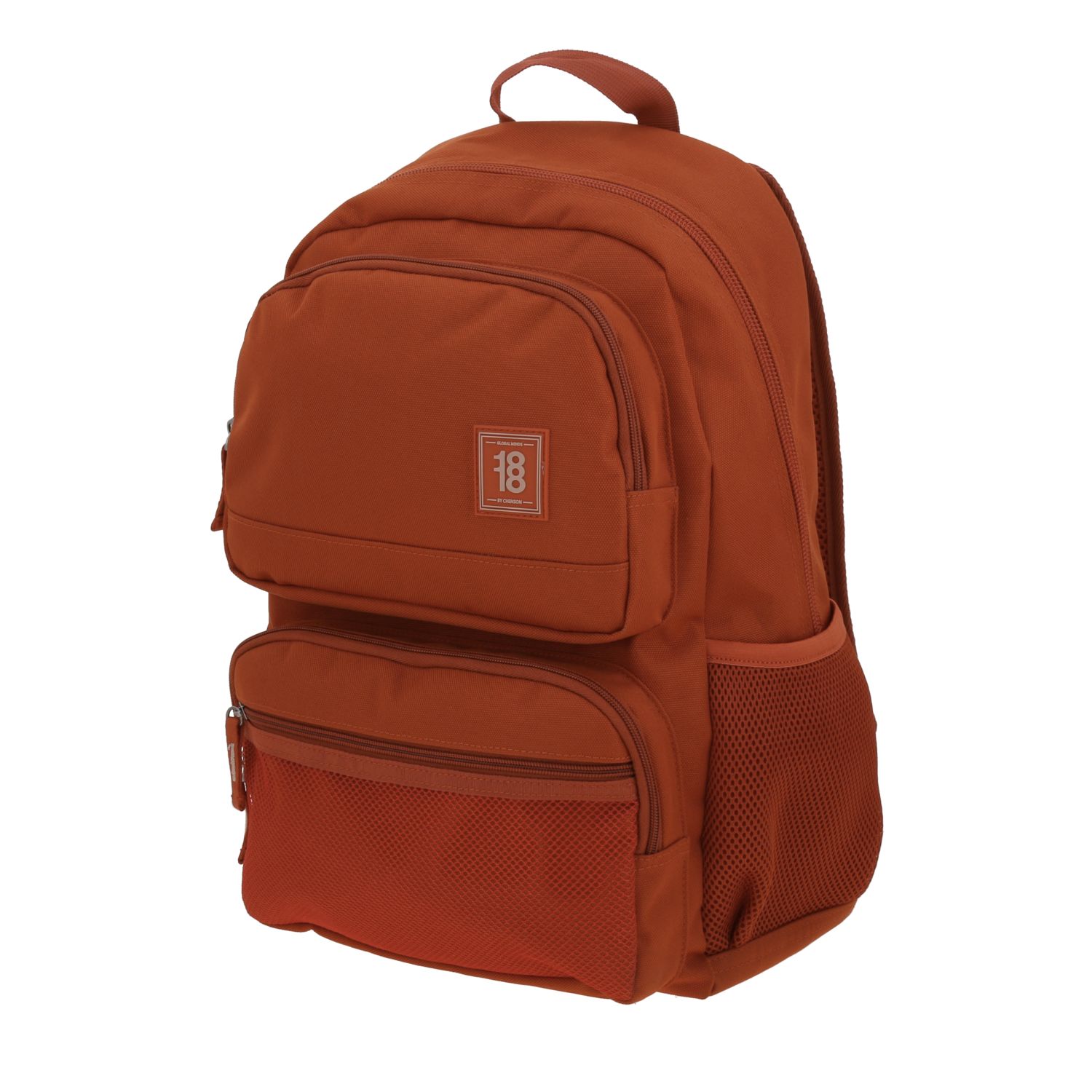 Mochila escolar juvenil 1818 by Chenson color naranja con amplios compartimentos 2