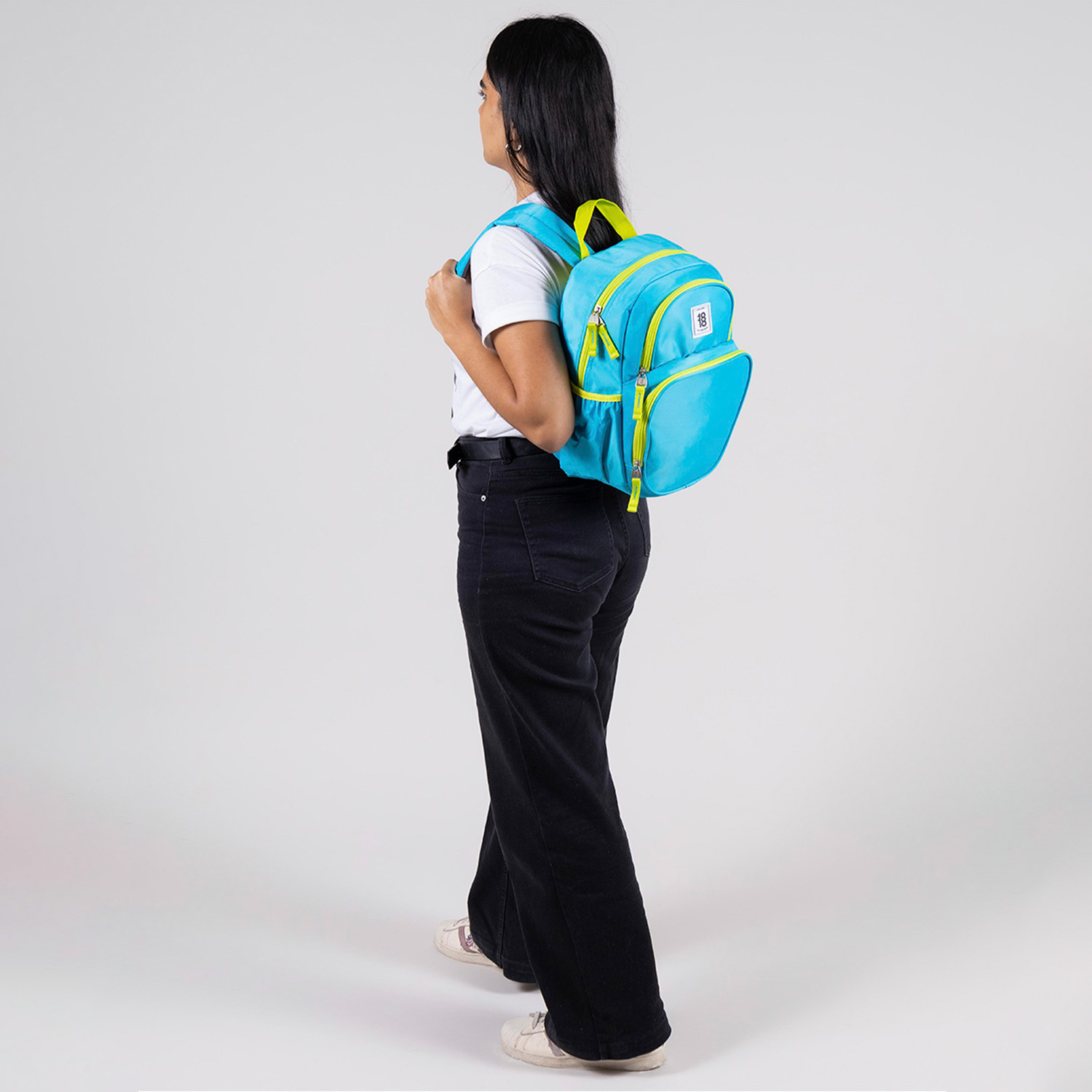 Mochila escolar juvenil 1818 by Chenson turquesa con amplio compartimento - vista 2