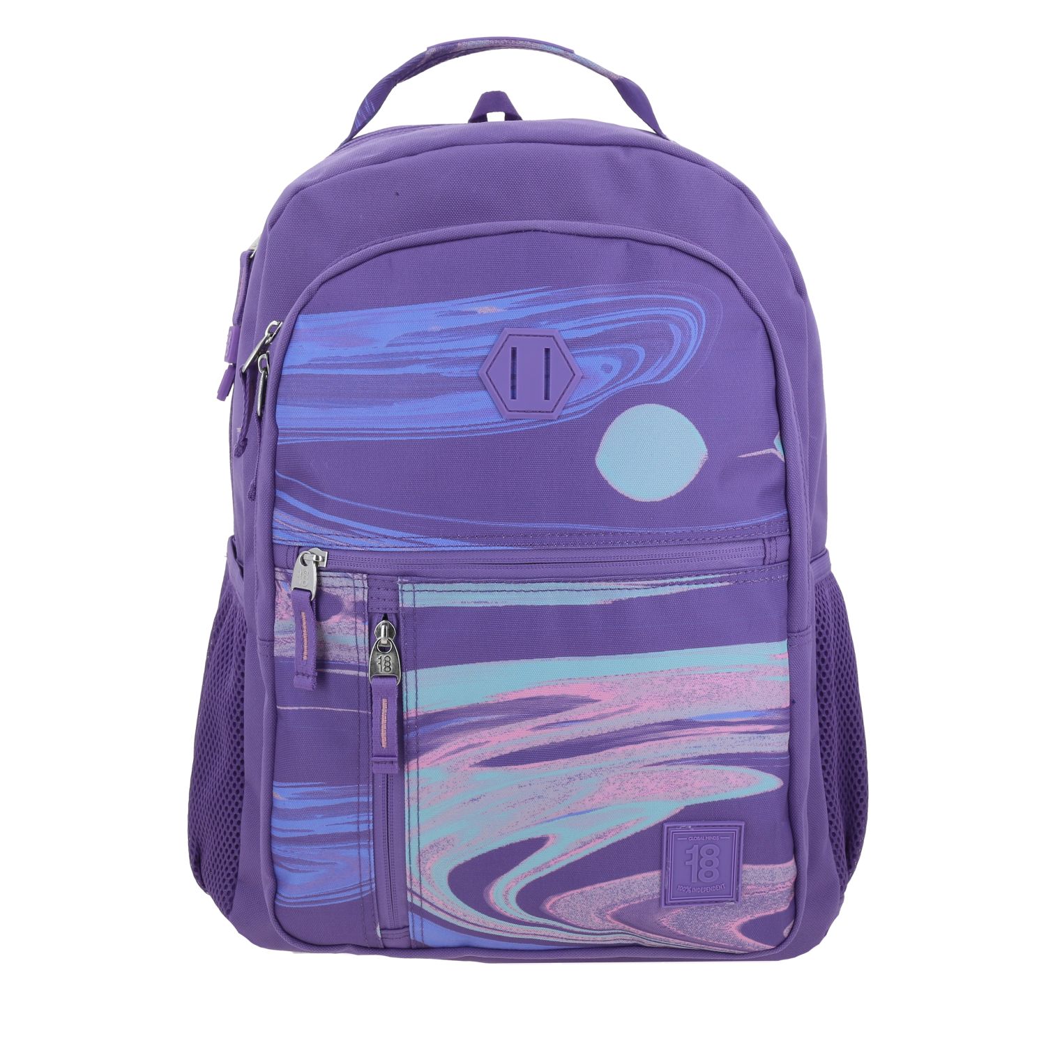 Mochila escolar juvenil violeta 1818 by Chenson con organizador y bolsillo trasero