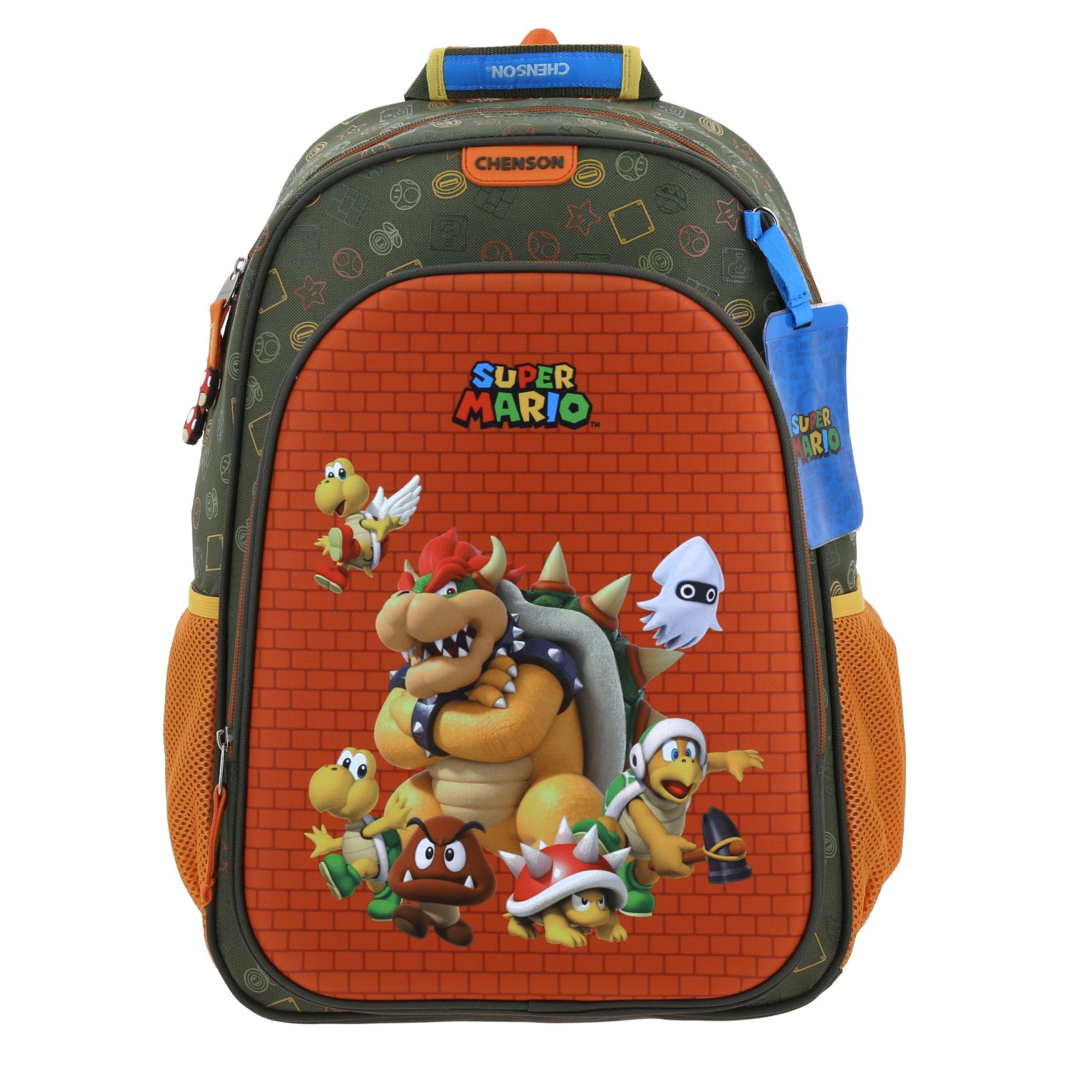 Mochila escolar Mario Bros verde seco para niño – Ideal para el regreso a clases