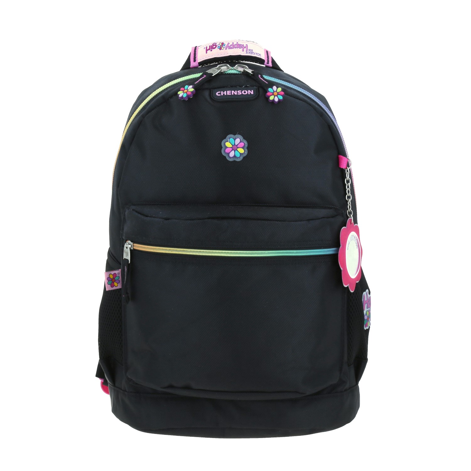Mochila escolar para niña Happy Girl by Chenson color negro con porta tablet