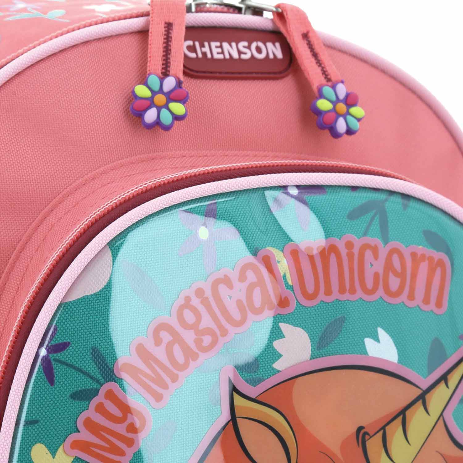 Mochila escolar para niña Happy Girl by Chenson color rosa con diseño funcional - vista 2
