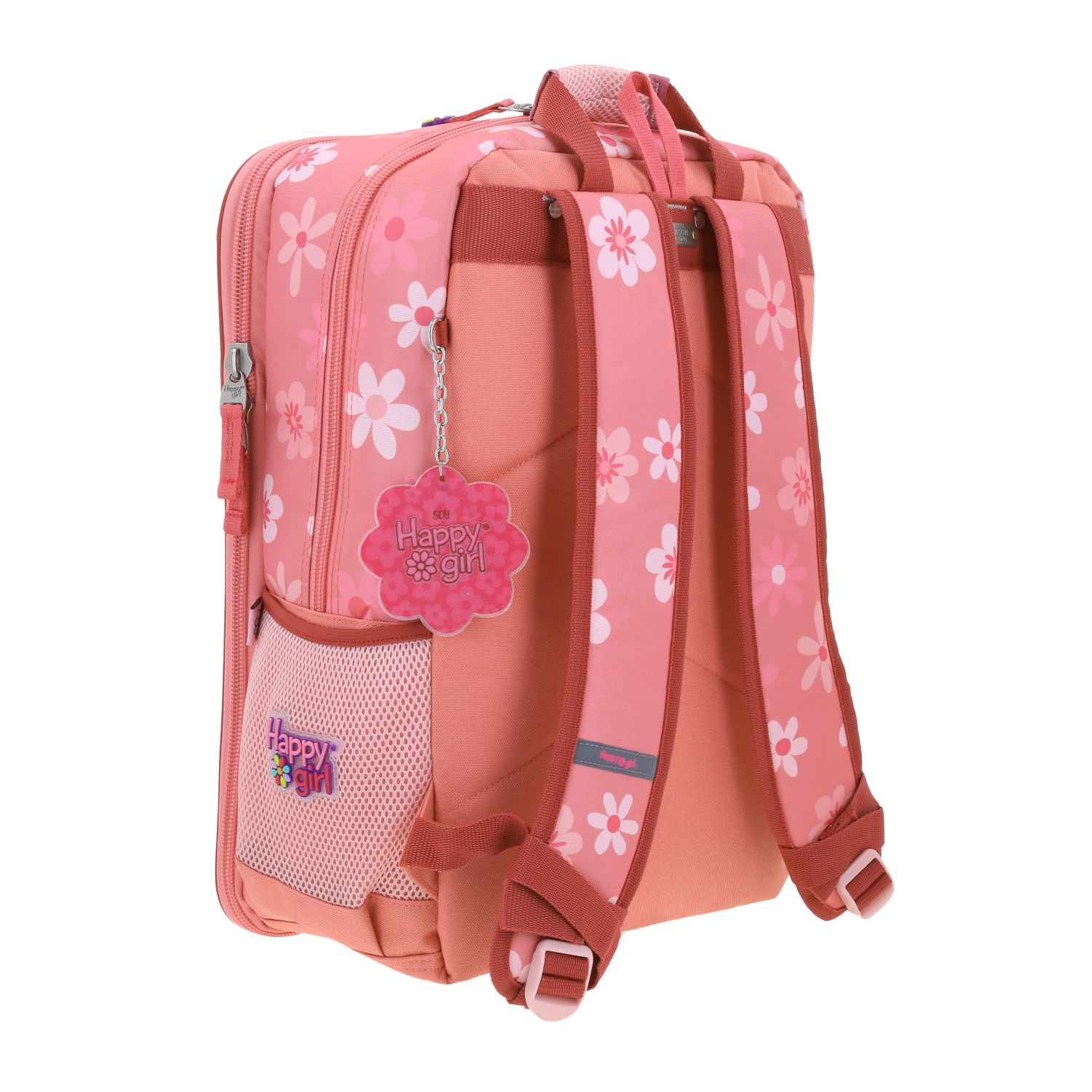 Mochila escolar para niña Happy Girl by Chenson color rosa con organizador 3
