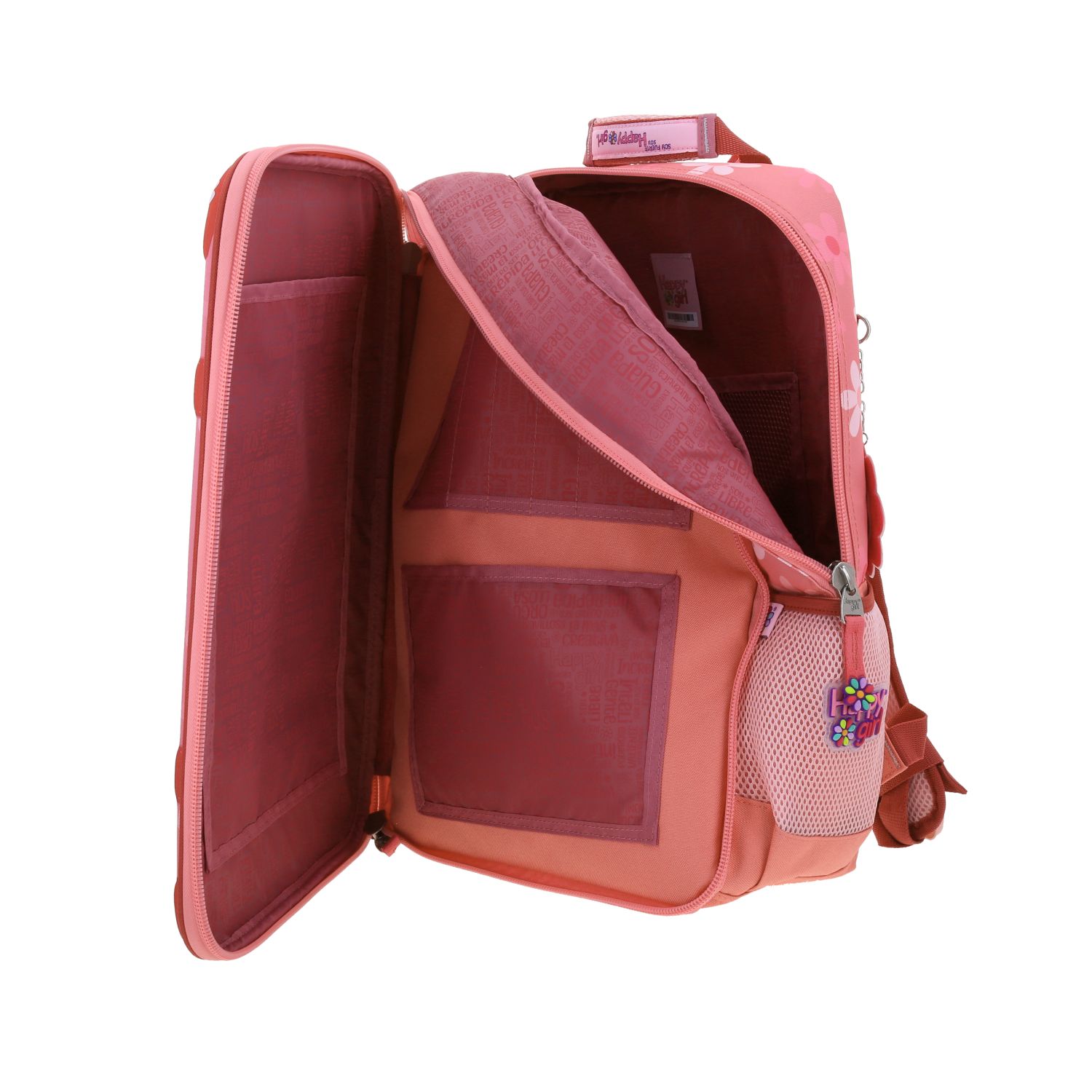 Mochila escolar para niña Happy Girl by Chenson color rosa con organizador - vista 2