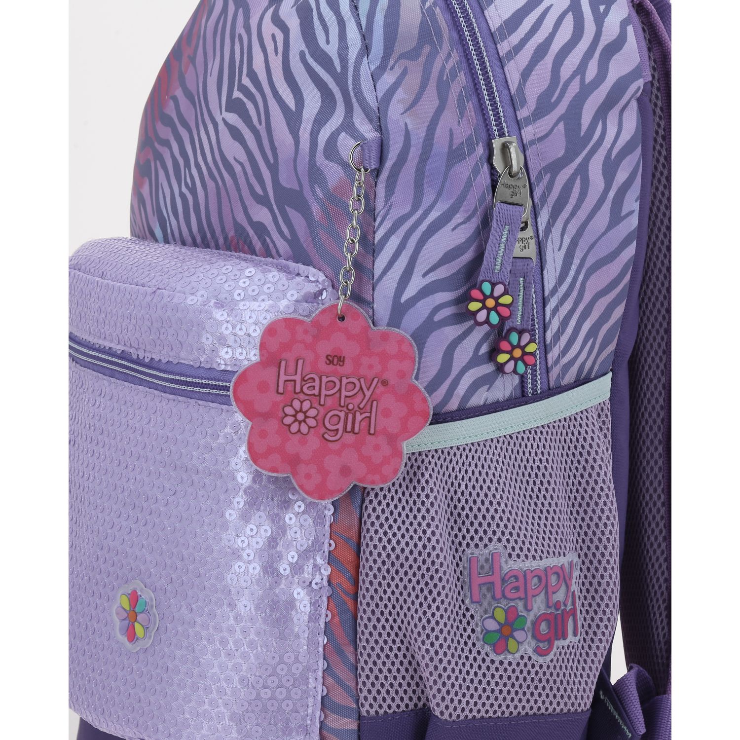 Mochila escolar para niña Happy Girl by Chenson color uva – Ideal para el regreso a clases - vista 2
