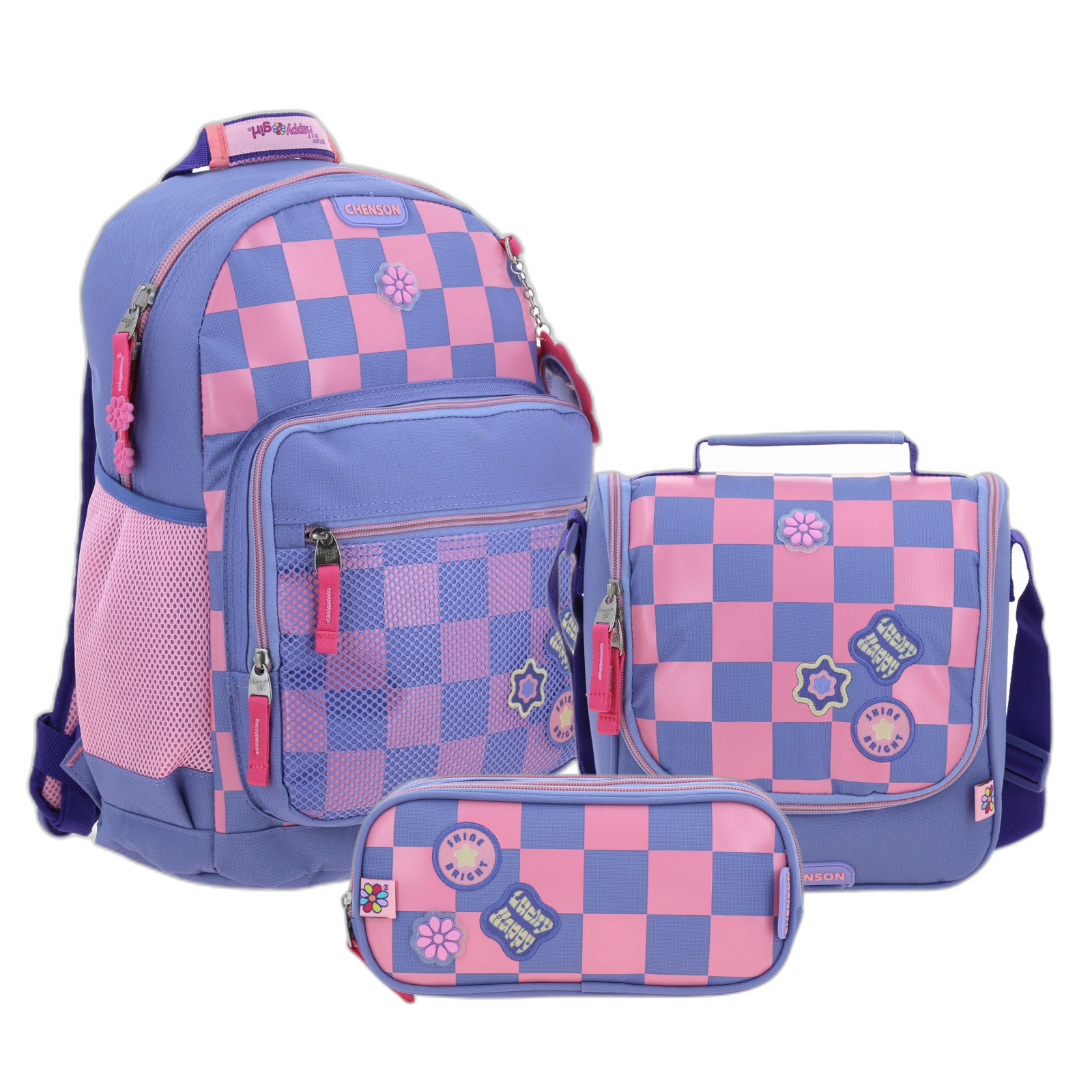 Kit Escolar para Niña Happy Girl by Chenson – Mochila Lonchera y Lapicera