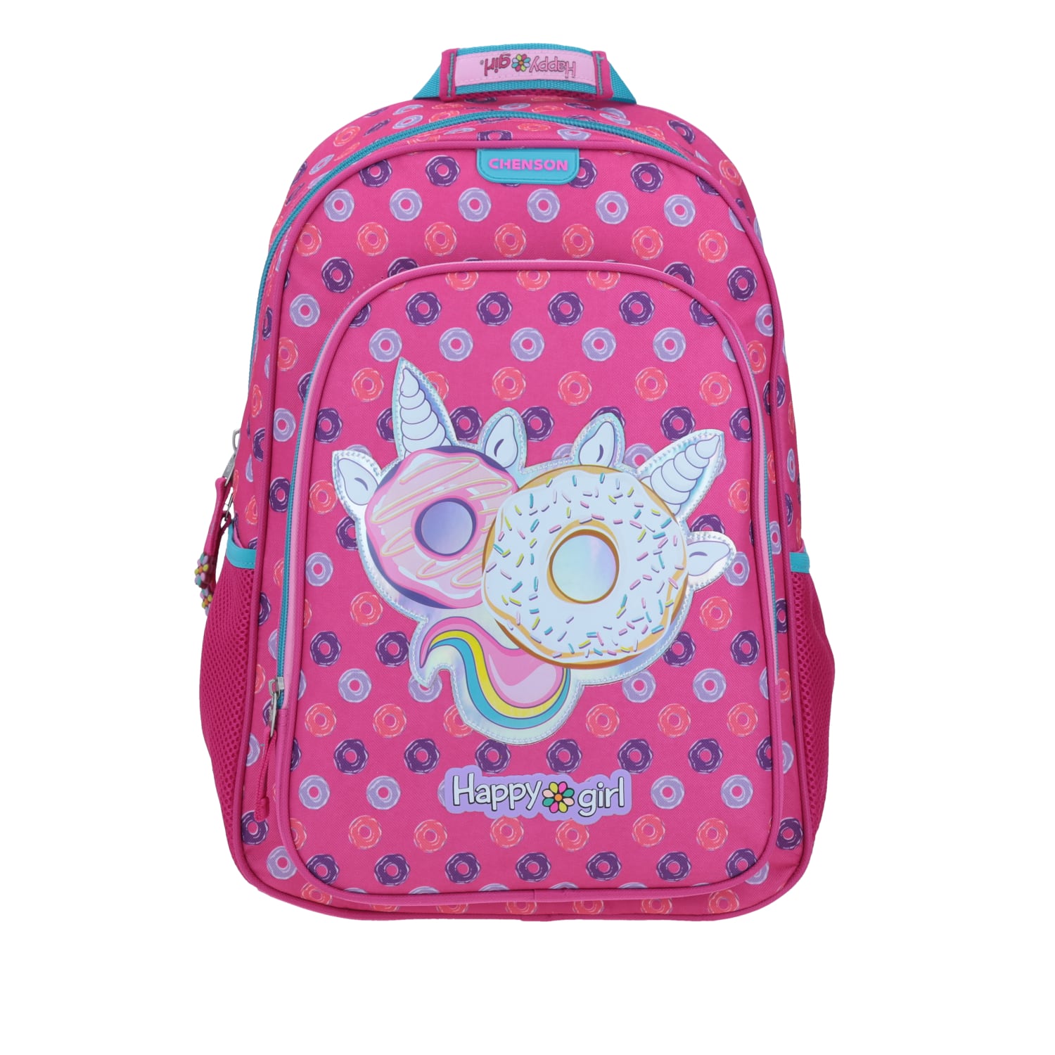 Mochila escolar para niña Happy Girl by Chenson en rosa con amplio compartimento