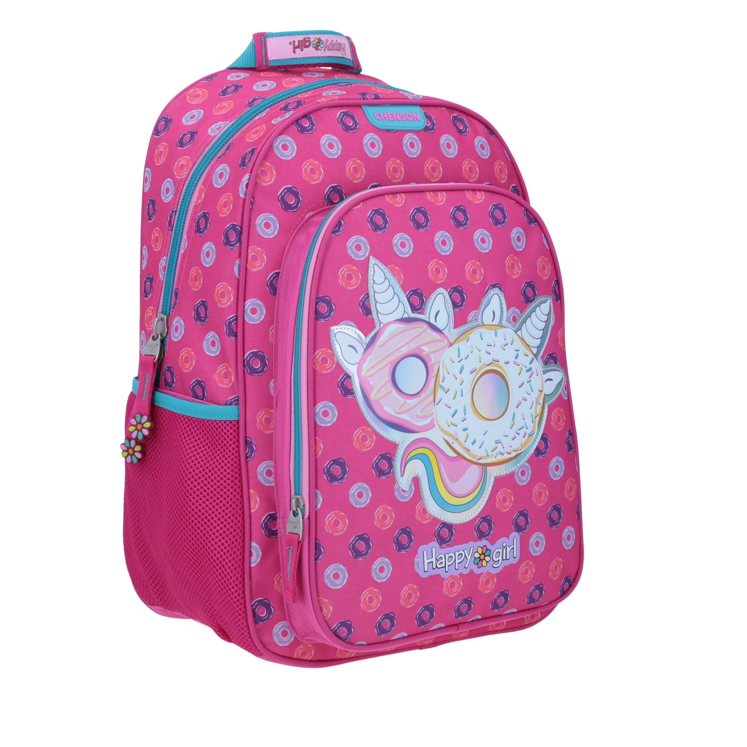 Mochila escolar para niña Happy Girl by Chenson en rosa con amplio compartimento 4