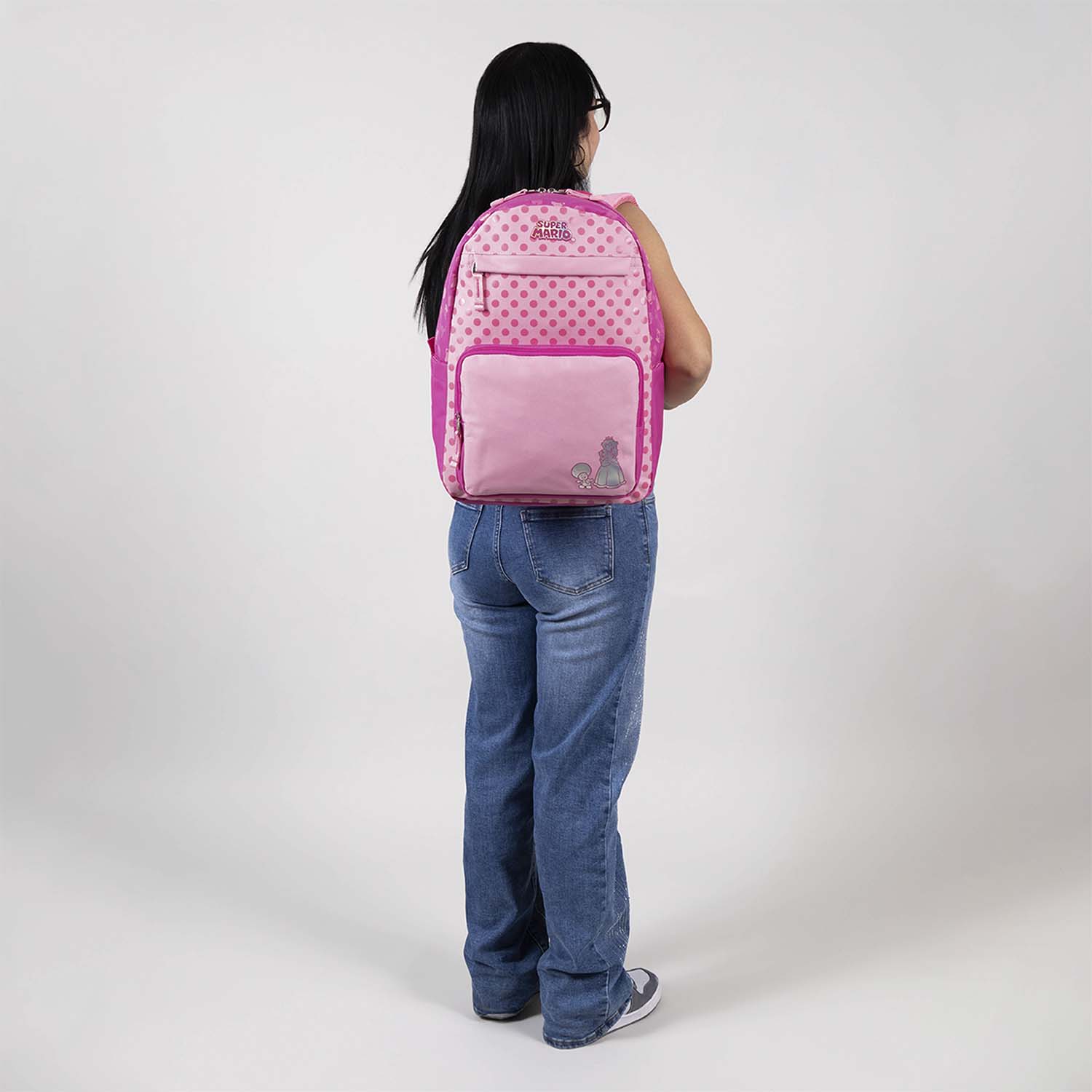 Mochila escolar para niña Mario Bros by Chenson color rosa – amplia y funcional - vista 2