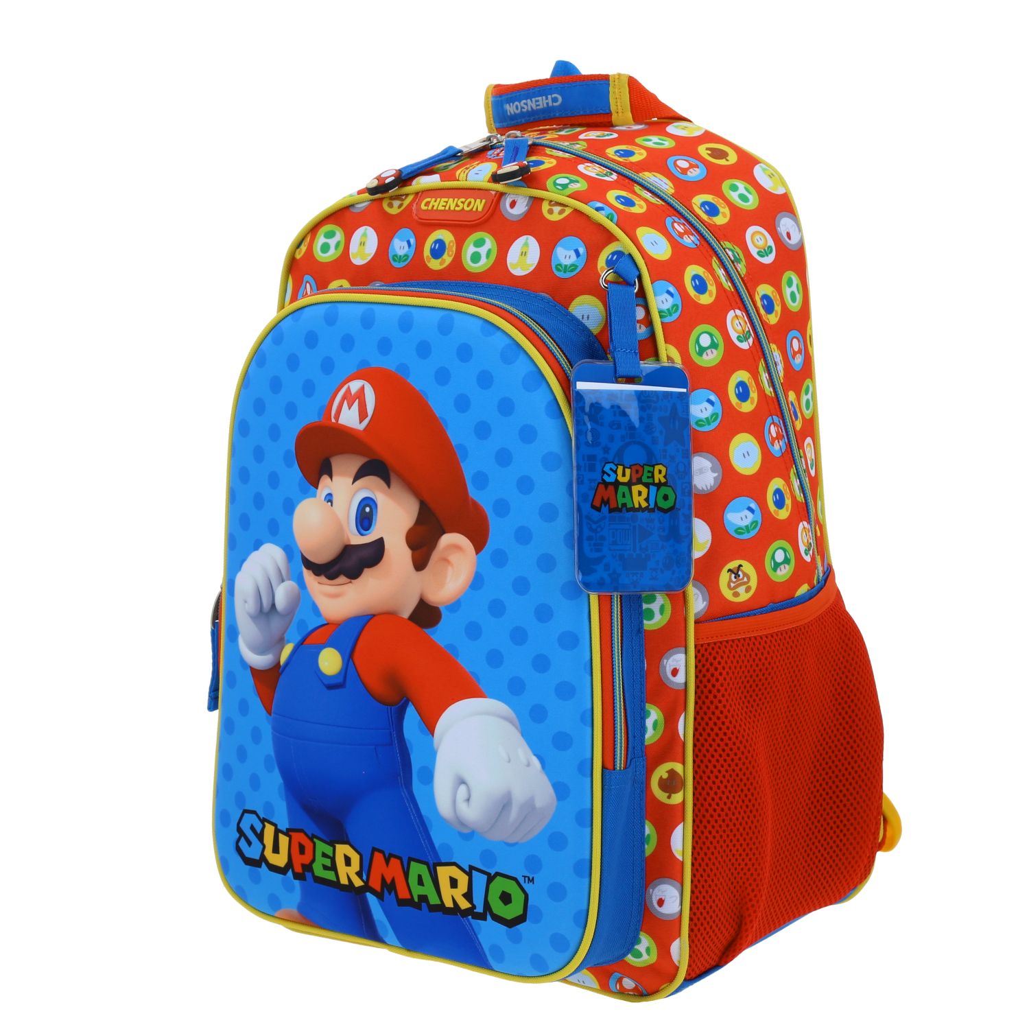 Mochila escolar para niño Mario Bros by Chenson color azul con amplio compartimento 2