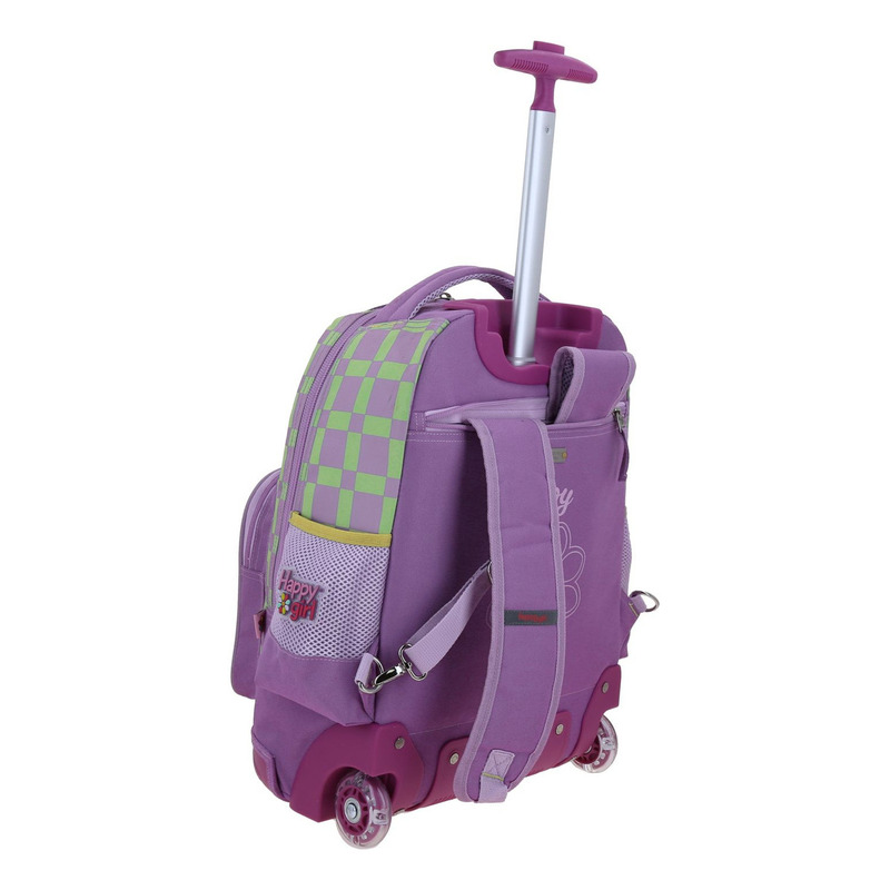 Mochila Grande Chenson Escolar Baston Con Ruedas Luz Led Tare Color Lila Diseño De La Tela Liso 2