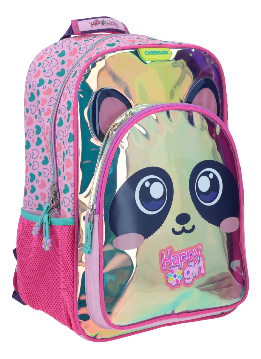 Mochila Grande Chenson Magic Panda Happy Girl Iridiscente Color Rosa 2