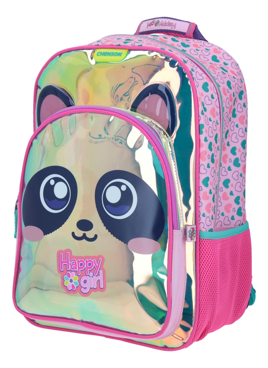 Mochila Grande Chenson Magic Panda Happy Girl Iridiscente Color Rosa 4