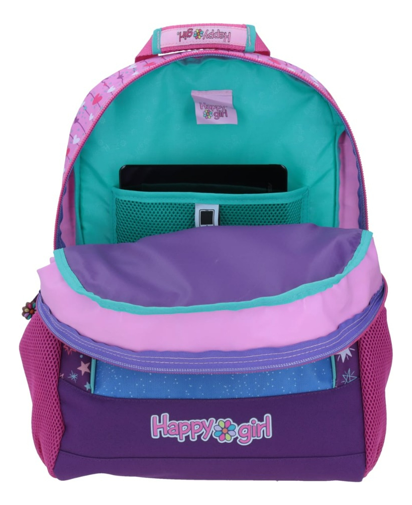 Mochila Grande Chenson Primaria Happy Girl Porta Tablet Color Violeta 3