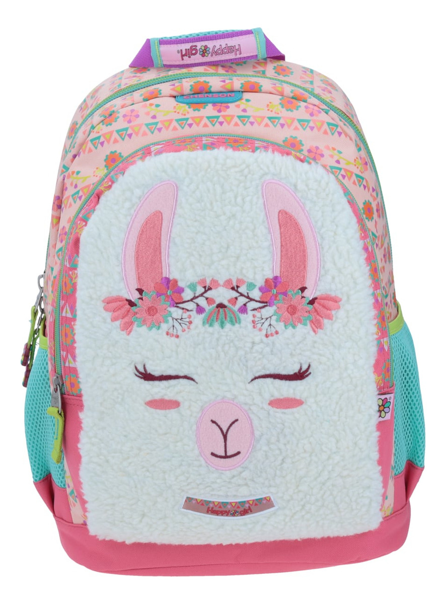 Mochila Grande Chenson Primaria Happy Girl Porta Tablet Llama Peluche Coleccion Drama Hg64470-p Color Rosa