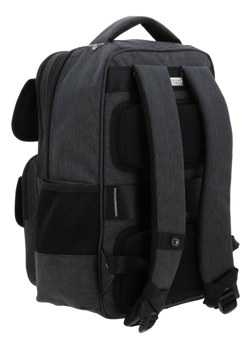 Mochila Grande Chenson Pro Ar Ejecutiva Profesional Color Negro Unisex Diseño De La Tela Lisa 3