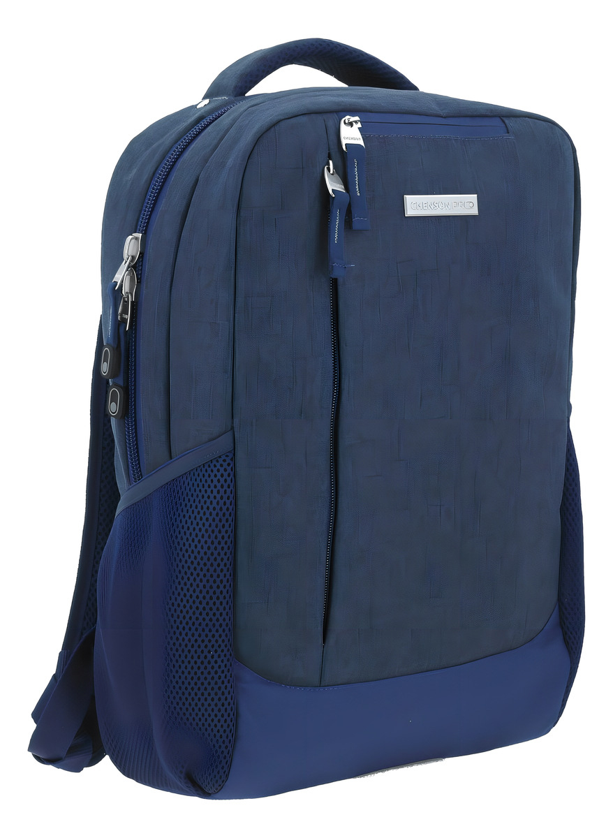 Mochila Grande Chenson Pro Evan Porta Laptop Cp65923 Color Azul Oscuro Diseño De La Tela Liso 4