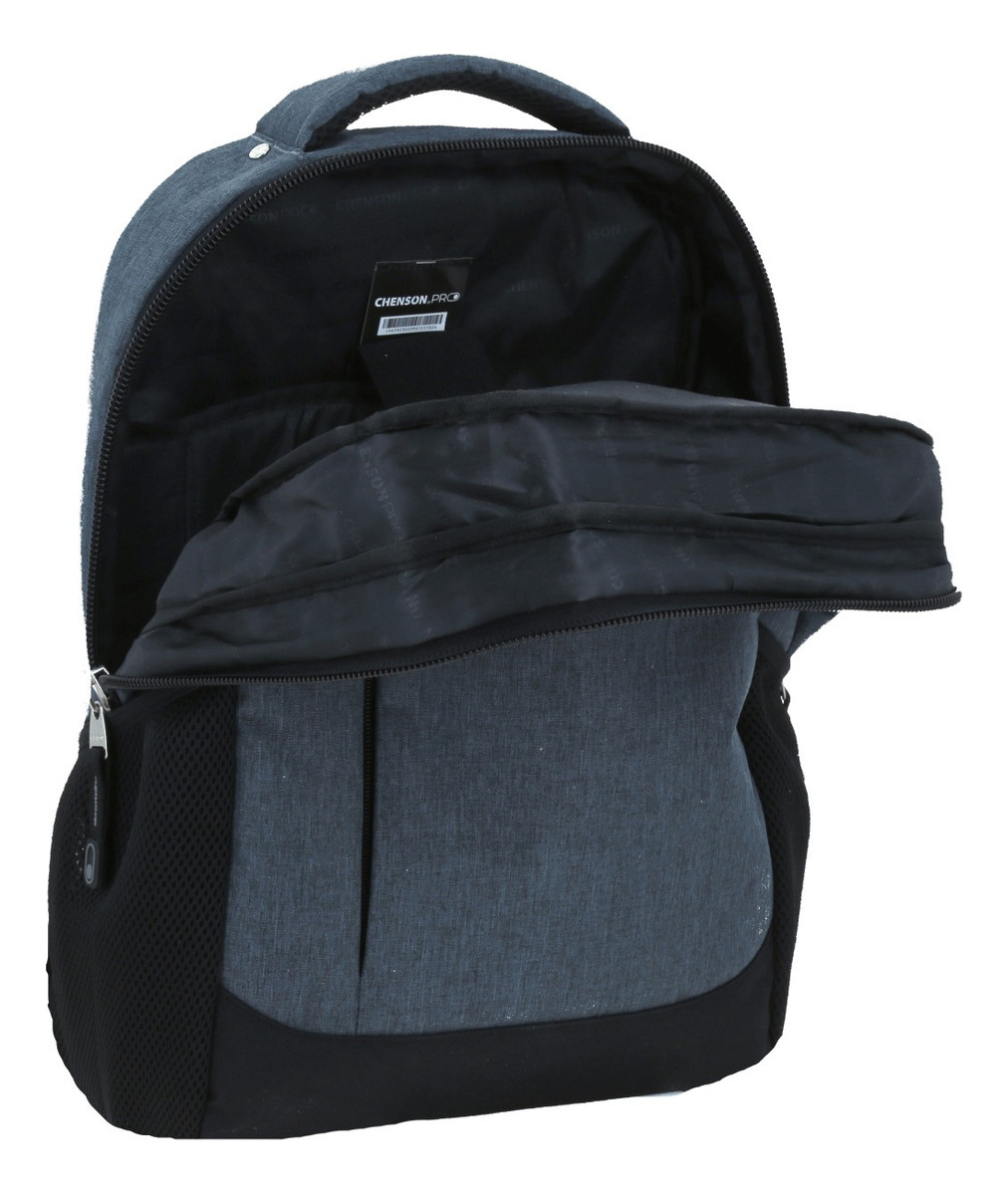 Mochila Grande Chenson Pro Evan Porta Laptop Cp65923 Color Gris Diseño De La Tela Liso 2