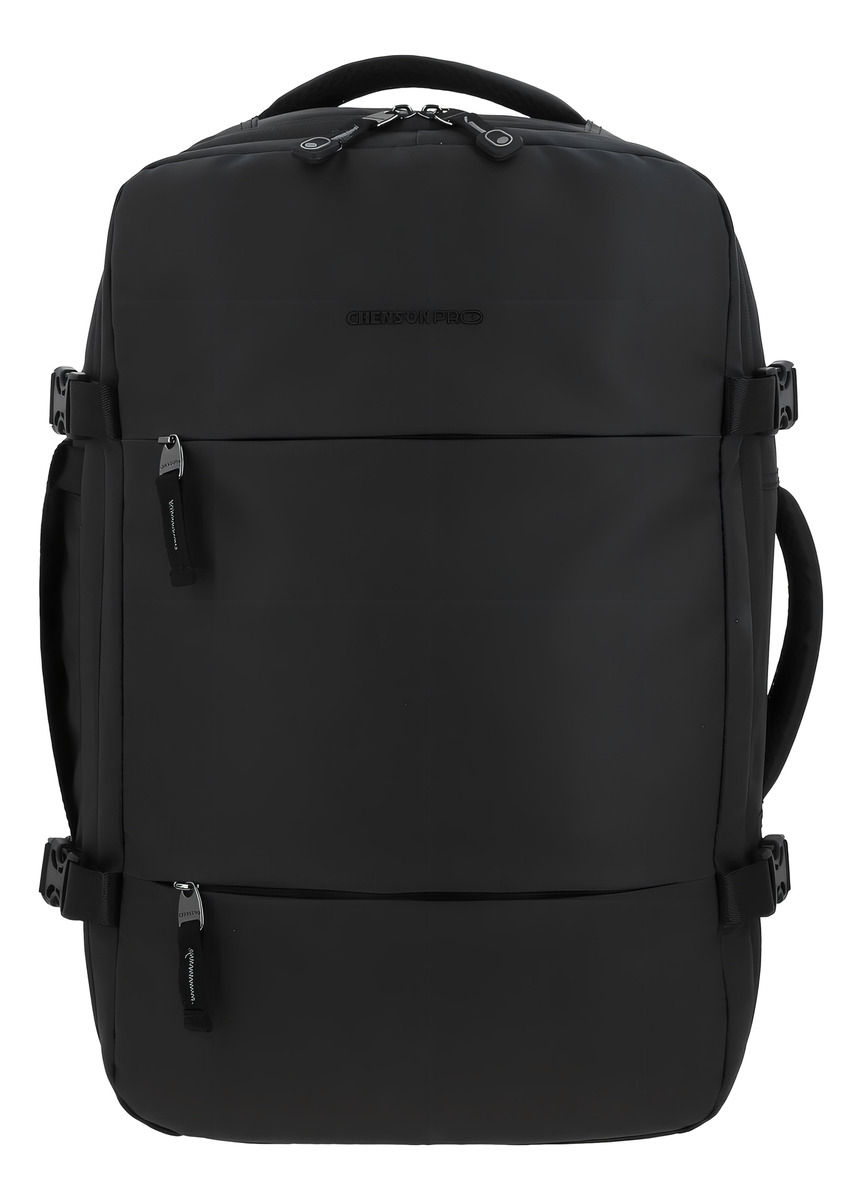 Mochila Grande Chenson Pro Rambo Color Negro Multiples Bolsillos Porta Laptop Diseño De La Tela Lisa