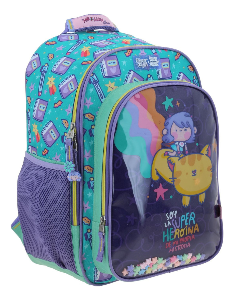 Mochila Grande Chenson Vania Bachur Josed Para Niña Escolar Color Turquesa Diseño De La Tela Liso 2