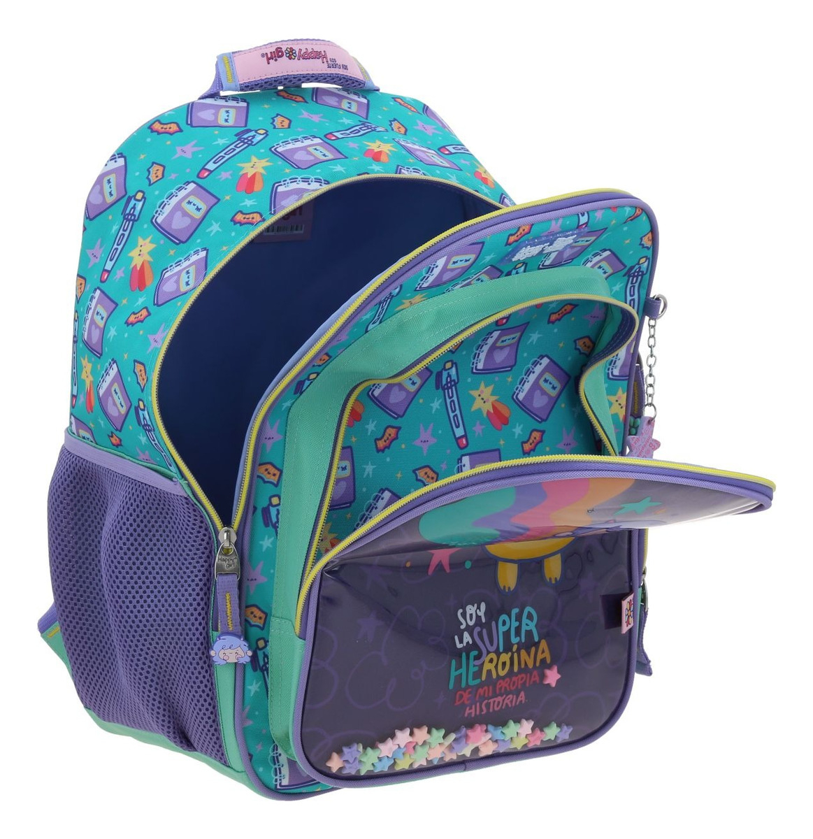 Mochila Grande Chenson Vania Bachur Josed Para Niña Escolar Color Turquesa Diseño De La Tela Liso 3