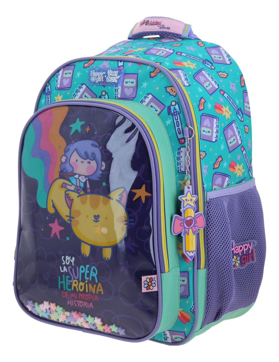 Mochila Grande Chenson Vania Bachur Josed Para Niña Escolar Color Turquesa Diseño De La Tela Liso - vista 2