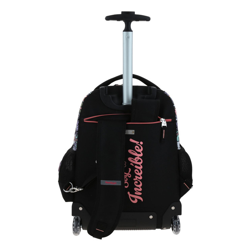 Mochila Grande Con Ruedas Chenson Happy Girl Mixco Para Niña Primaria Escolar Color Negro Diseño De La Tela Lisa 3