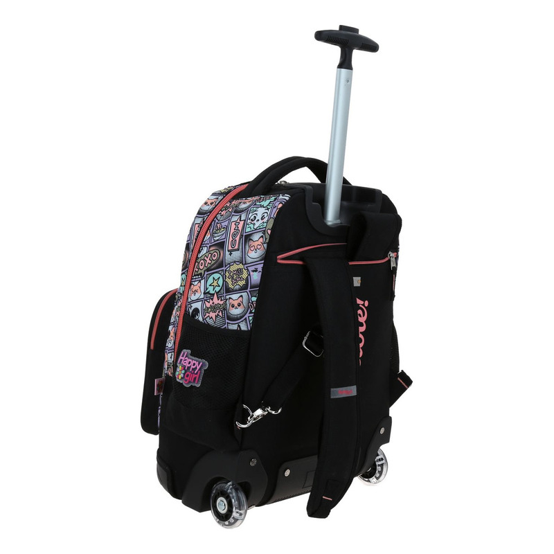 Mochila Grande Con Ruedas Chenson Happy Girl Mixco Para Niña Primaria Escolar Color Negro Diseño De La Tela Lisa 4