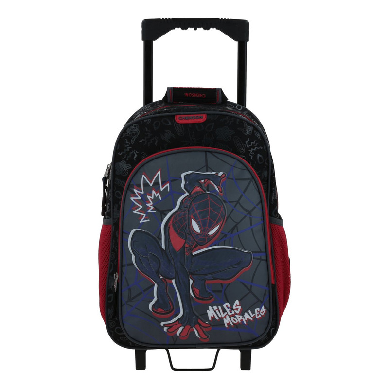 Mochila Grande Con Ruedas Chenson Miles Morales Marvel Drapo Mm70294-3 Color Negro