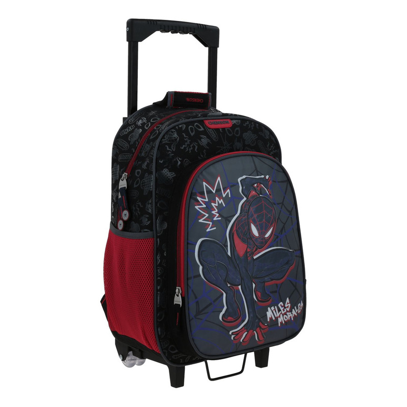 Mochila Grande Con Ruedas Chenson Miles Morales Marvel Drapo Mm70294-3 Color Negro 4