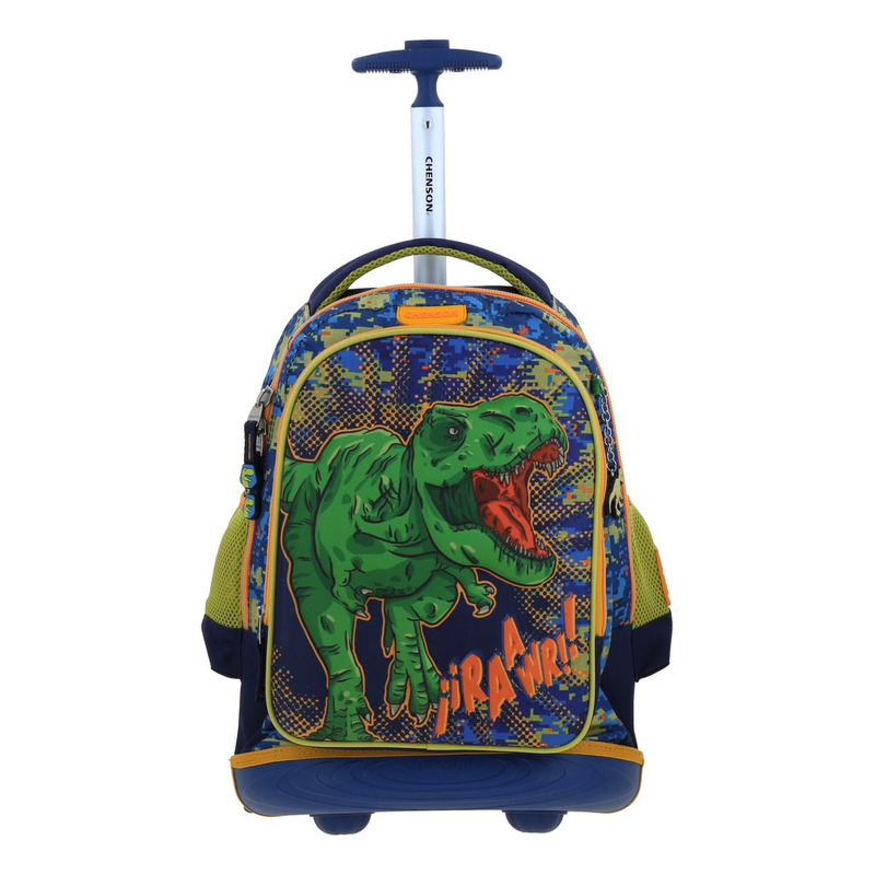 Mochila Grande Con Ruedas Y Luces Led Chenson Dinosaurio T-rex Korav