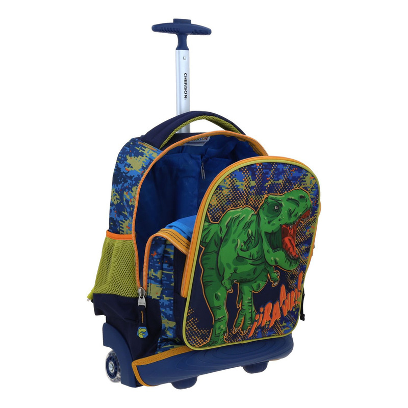 Mochila Grande Con Ruedas Y Luces Led Chenson Dinosaurio T-rex Korav 2