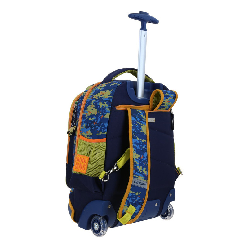 Mochila Grande Con Ruedas Y Luces Led Chenson Dinosaurio T-rex Korav 4