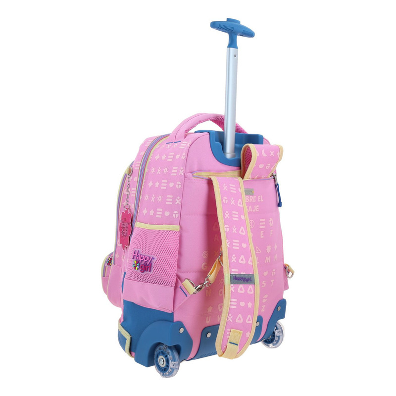 Mochila Grande Con Ruedas Y Luces Led Happy Girl Gispy 4