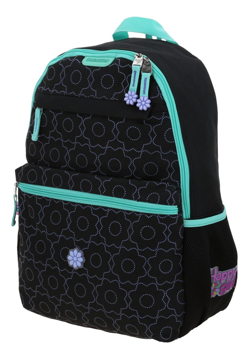 Mochila Grande Escolar Chenson Happy Girl Cienta Para Niña Color Negro Diseño De La Tela Liso 2