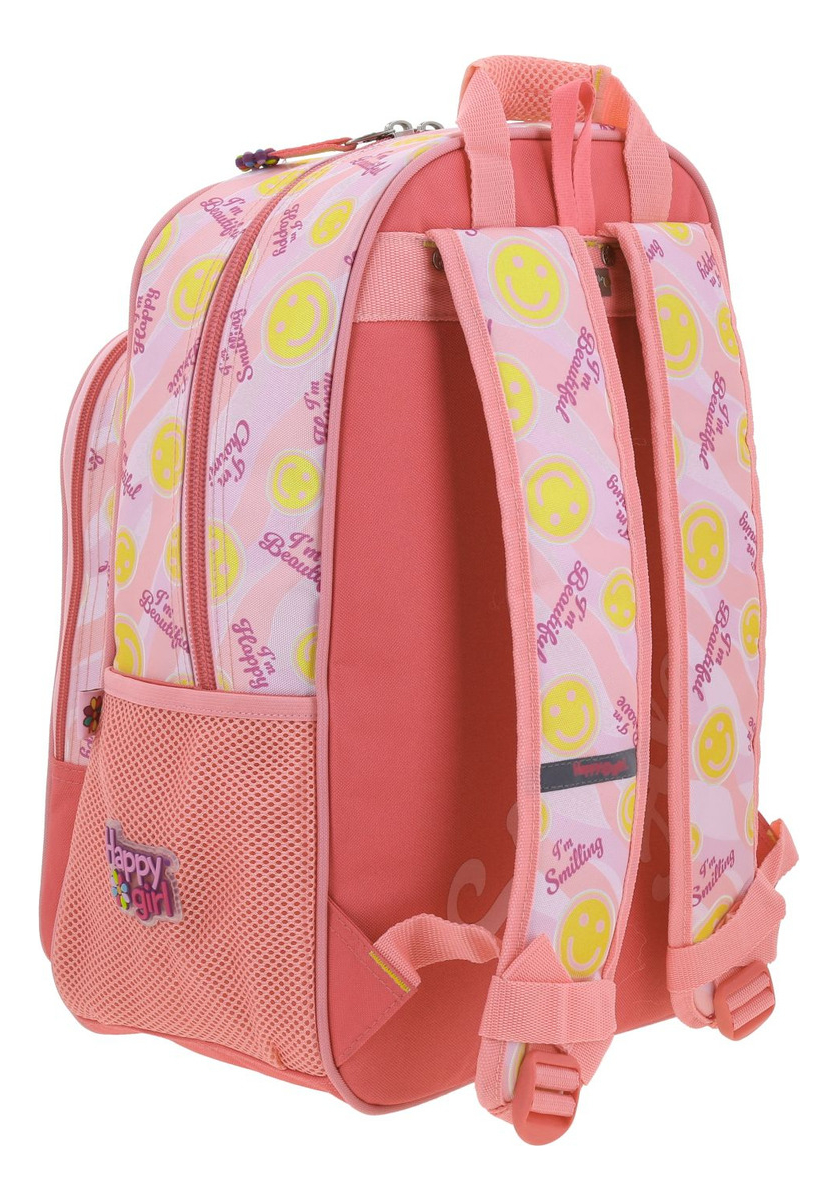 Mochila Grande Escolar Chenson Happy Girl Smil Para Niña Primaria Color Rosa Diseño De La Tela Lisa - vista 2