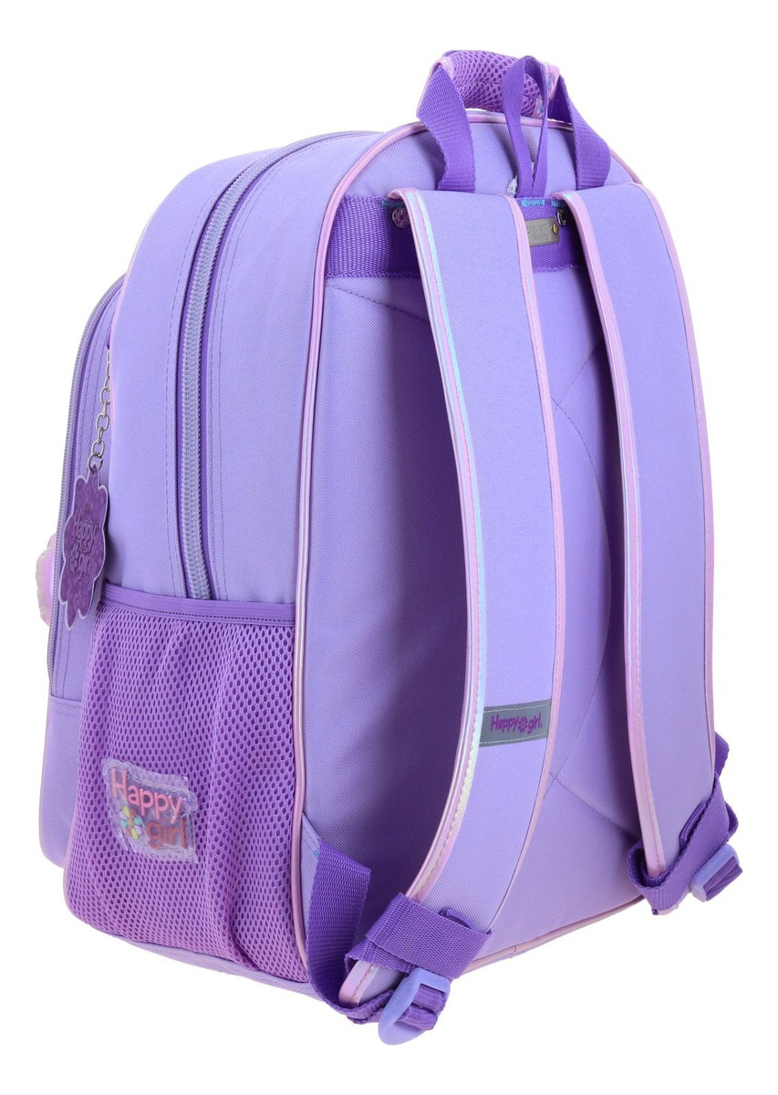 Mochila Happy Girl Flof Primaria Backpack Hg70328-v Color Lila Diseño De La Tela Flor 3