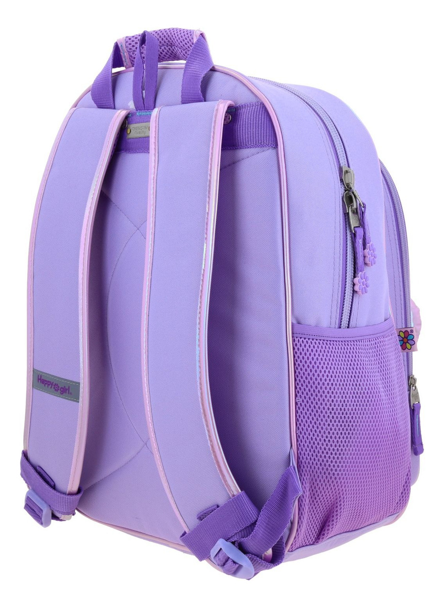 Mochila Happy Girl Flof Primaria Backpack Hg70328-v Color Lila Diseño De La Tela Flor 4