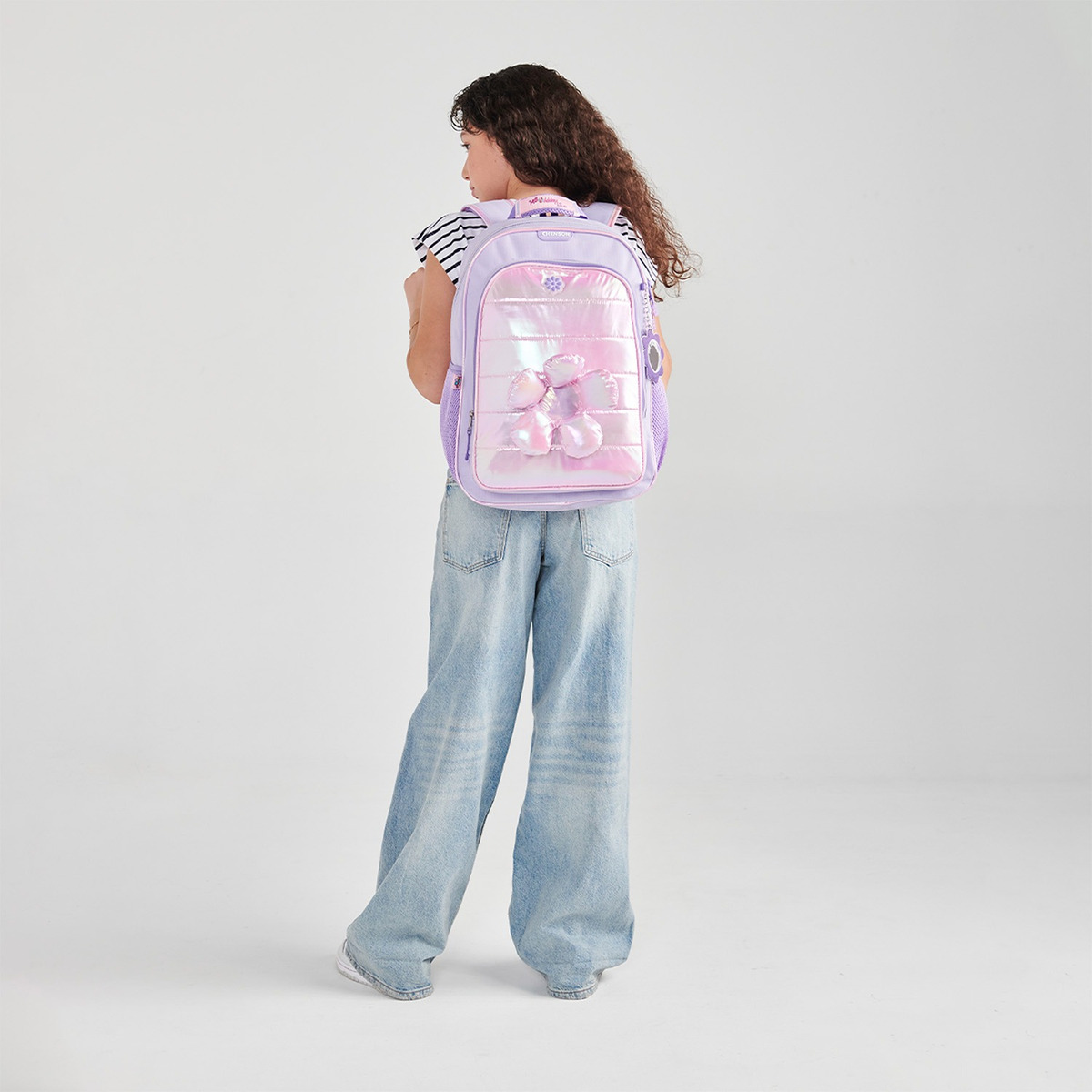 Mochila Happy Girl Flof Primaria Backpack Hg70328-v Color Lila Diseño De La Tela Flor - vista 2