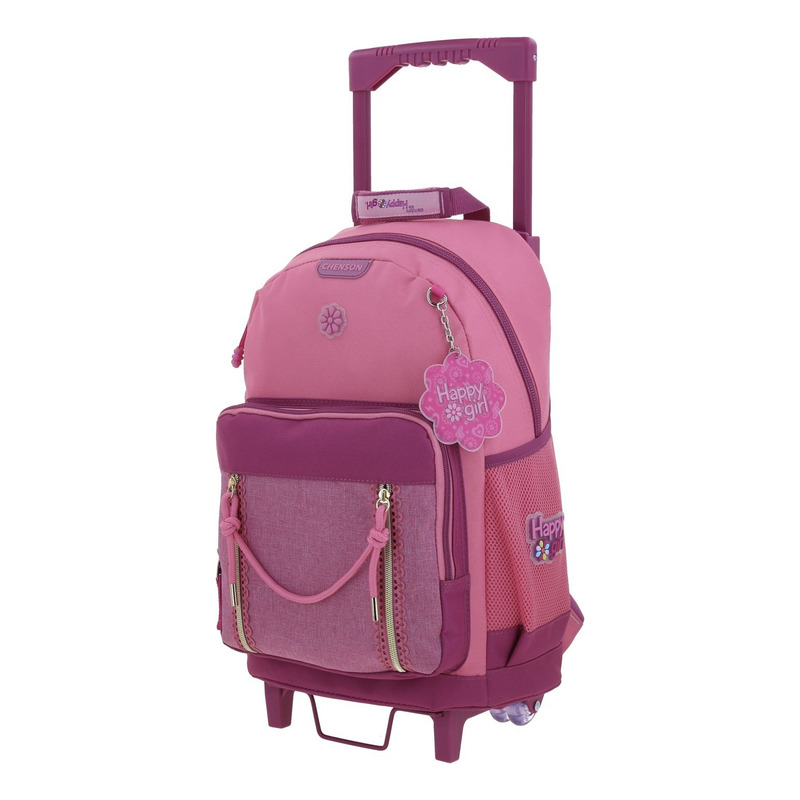 Mochila Happy Girl Tarlait Primaria Con Carro Hg70656-p Color Rosa 2