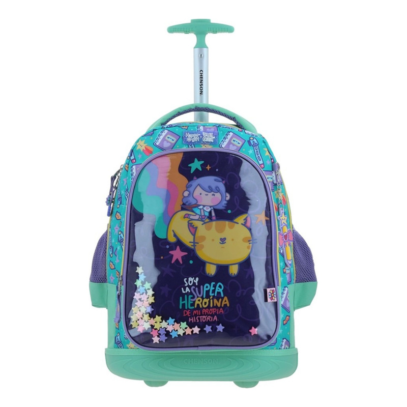 Mochila Happy Girl Vania Bachur Josed Primaria Con Carro Vb70416-t Color Turquesa Diseño De La Tela Vania Vachur