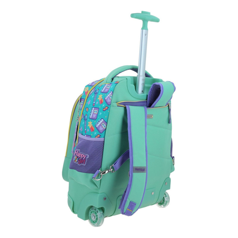 Mochila Happy Girl Vania Bachur Josed Primaria Con Carro Vb70416-t Color Turquesa Diseño De La Tela Vania Vachur 3