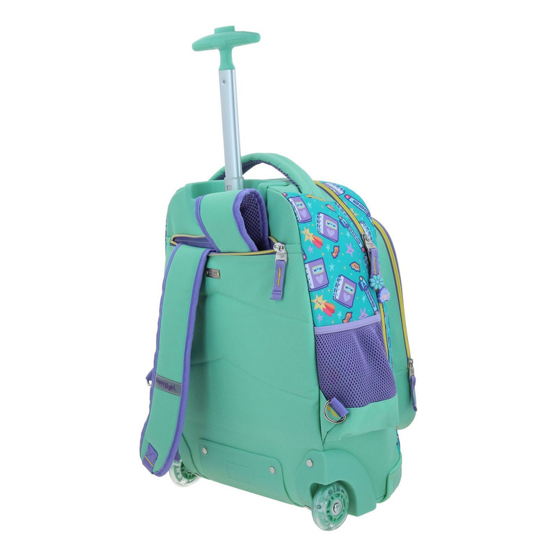 Mochila Happy Girl Vania Bachur Josed Primaria Con Carro Vb70416-t Color Turquesa Diseño De La Tela Vania Vachur 4