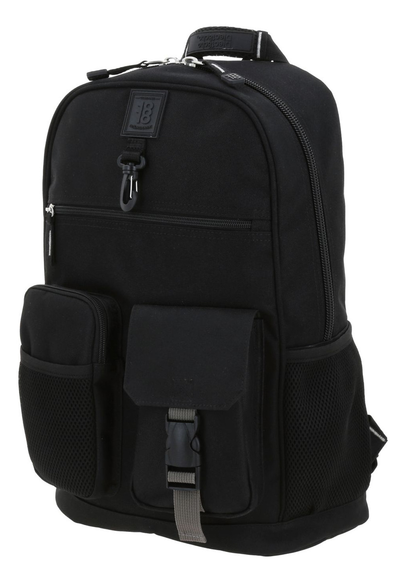 Mochila Juvenil Grande 1818 Chenson Wynni Unisex Multiples Bolsillos Color Negro Diseño De La Tela Lisa 4