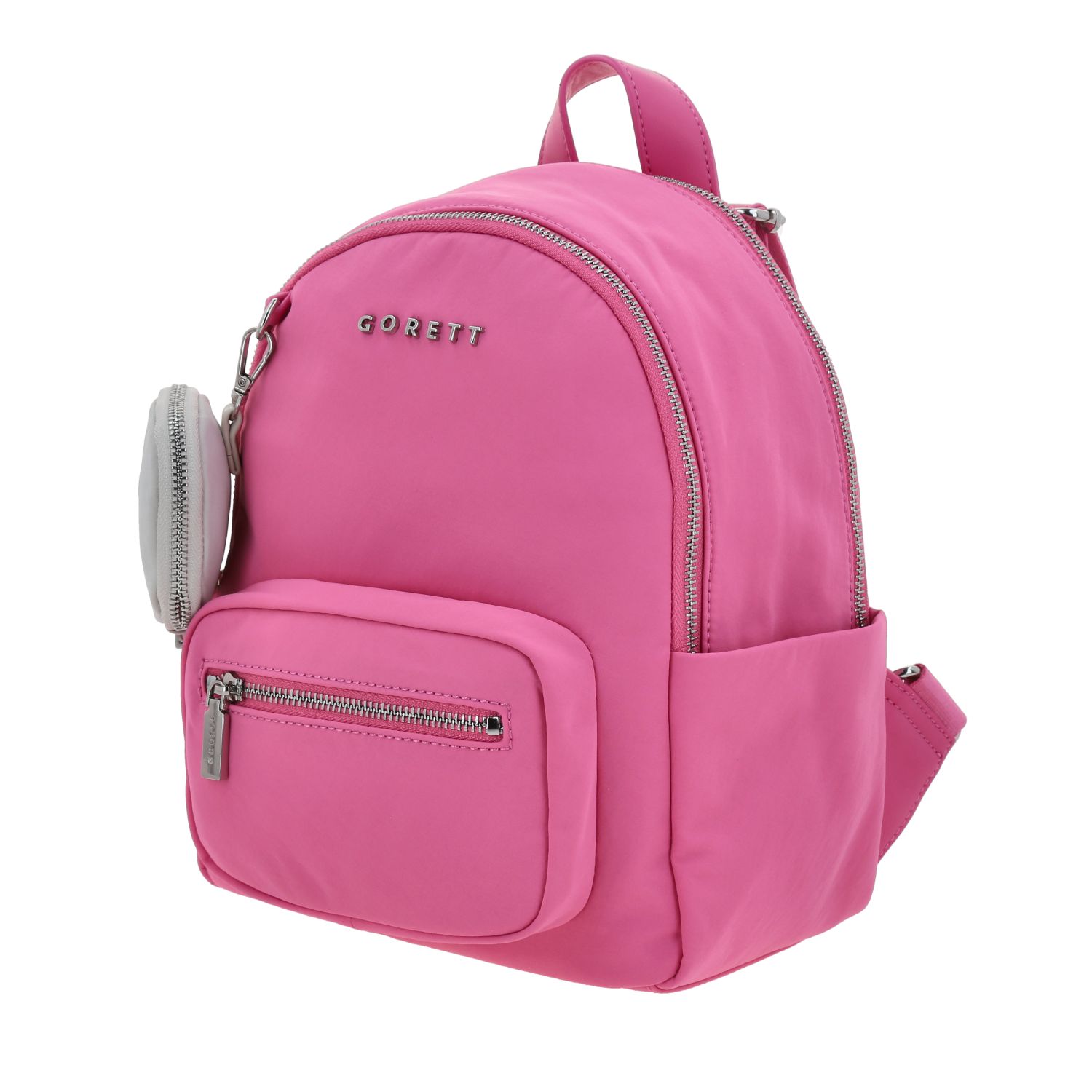 Mochila para dama casual Gorétt by Chenson en color rosa con múltiples bolsillos 2