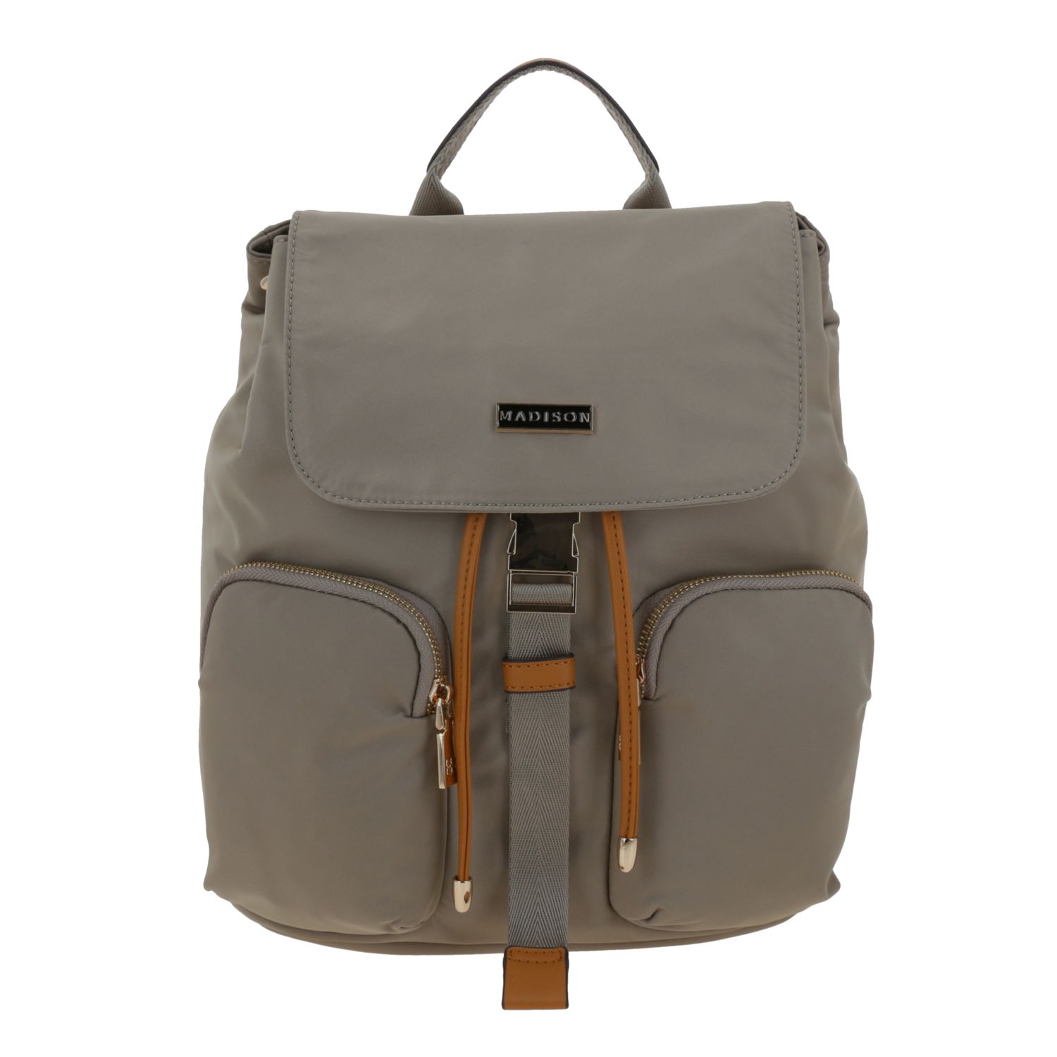 Mochila para dama casual Madison by Chenson color camel con doble bolsillo